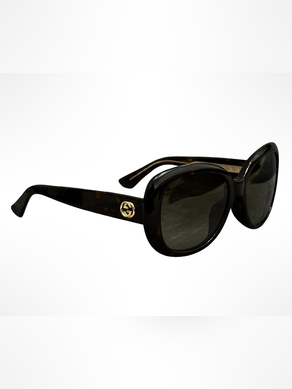 Gucci Tortoise Shell Sunglasses Interlocking G Gold Logo GG Oversized